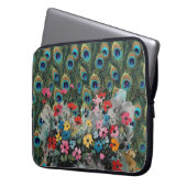 Boho Pfauenfedern und Wildblumen Laptopschutzhülle (Vorderseite Links)