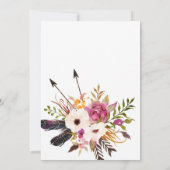 Boho Pfeile Federn Floral Baby Dusche Einladung (Rückseite)