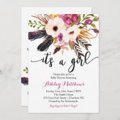 Boho Pfeile Federn Floral Baby Dusche Einladung (Vorne/Hinten)