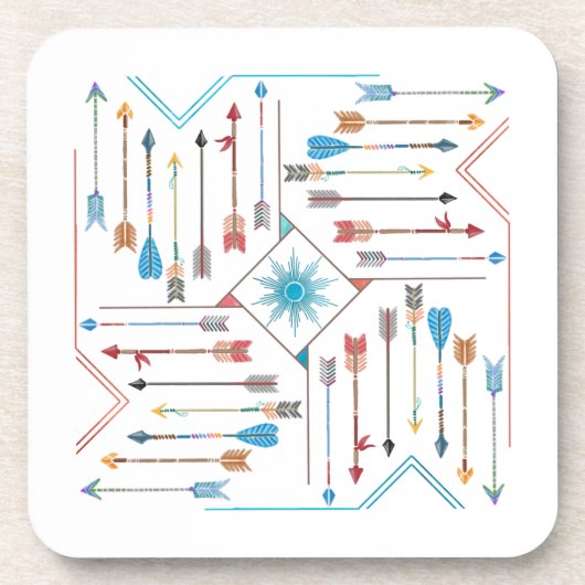 Boho Pfeile und Sun V11 Sq ID748 Getränkeuntersetzer (Vorderseite)