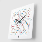 Boho Pfeile und Sun V11 Sq ID748 Quadratische Wanduhr (Winkel)