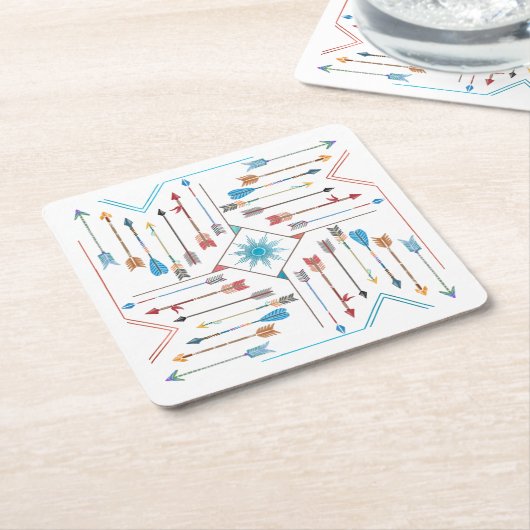 Boho Pfeile und Sun V11 Sq ID748 Rechteckiger Pappuntersetzer (angewinkelt)