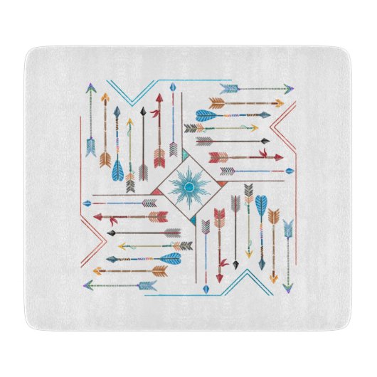 Boho Pfeile und Sun V11 Sq ID748 Schneidebrett (Vorderseite)
