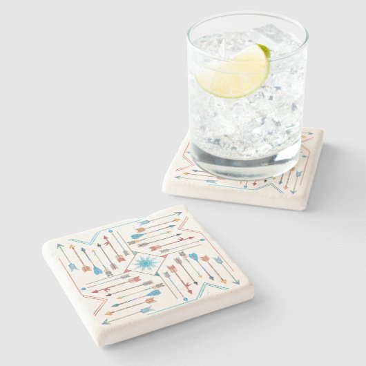 Boho Pfeile und Sun V11 Sq ID748 Steinuntersetzer (Seitenansicht)