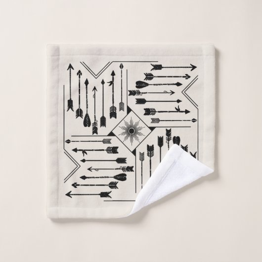 Boho Pfeile und Sun V12 Sq ID748 Badhandtuch Set (Waschlappen)