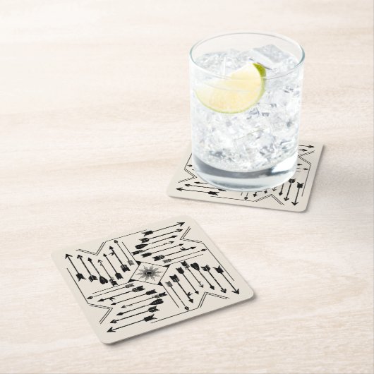 Boho Pfeile und Sun V12 Sq ID748 Rechteckiger Pappuntersetzer (Vor Ort)