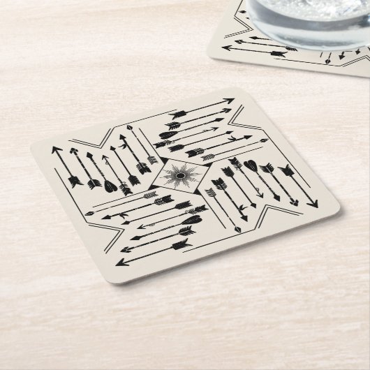 Boho Pfeile und Sun V12 Sq ID748 Rechteckiger Pappuntersetzer (angewinkelt)