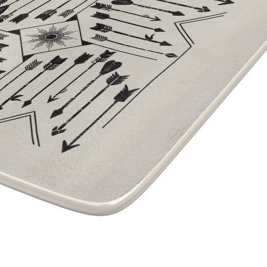 Boho Pfeile und Sun V12 Sq ID748 Schneidebrett (Ecke)