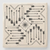 Boho Pfeile und Sun V12 Sq ID748 Steinuntersetzer (Vorderseite)