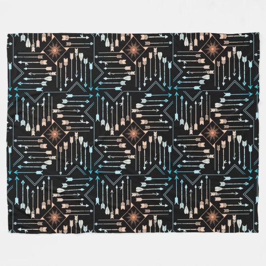 Boho Pfeile und Sun V1 ID748 Fleecedecke (Vorderseite (Horizontal))