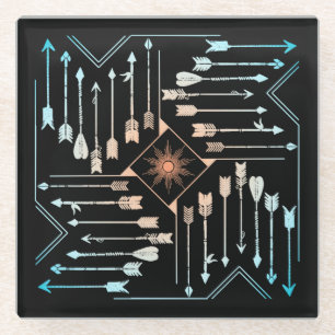 Boho Pfeile und Sun V1 ID748 Glasuntersetzer