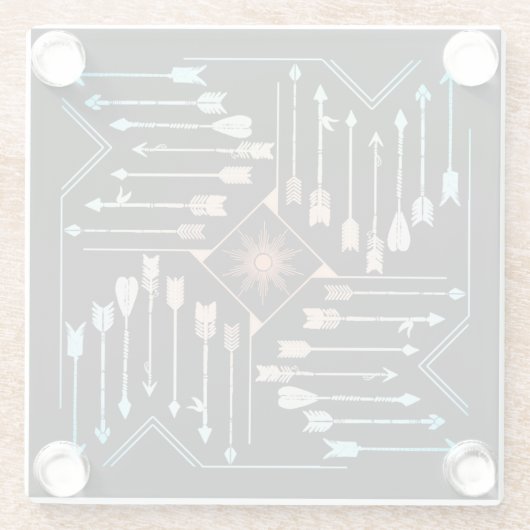 Boho Pfeile und Sun V1 ID748 Glasuntersetzer (Rückseite)
