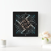 Boho Pfeile und Sun V1 ID748 Quadratische Wanduhr (Zuhause)