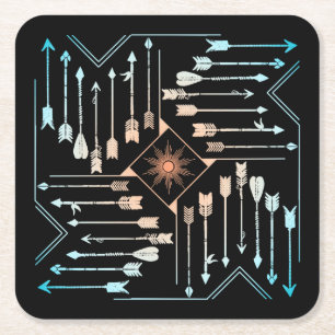 Boho Pfeile und Sun V1 ID748 Rechteckiger Pappuntersetzer