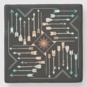 Boho Pfeile und Sun V1 ID748 Steinuntersetzer (Vorderseite)