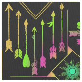 Boho Pfeile und Sun V3 Neon Black ID748 Stoff (Nahaufnahme)