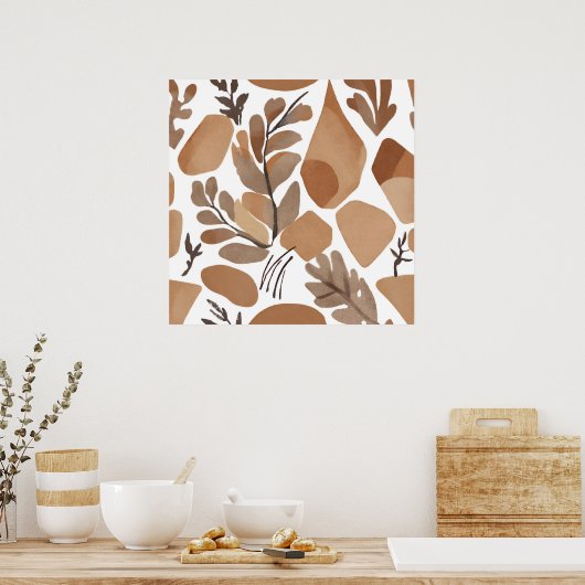 Boho Pferd Leaf Botanischer Kunststil Einfache Mod Poster (Küche)