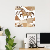 Boho Pferd Leaf Botanischer Kunststil Einfache Mod Poster (Heimbüro)