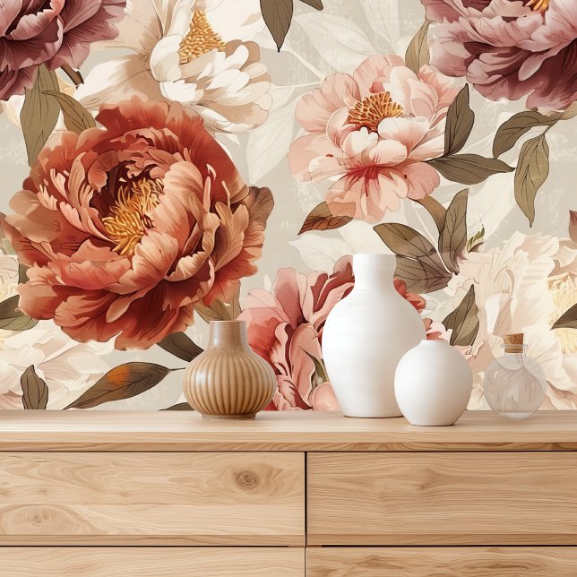 Boho-Pfingstrose-Blumenmuster  Tapete (Von Creator hochgeladen)