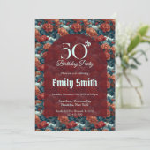 Boho-Pfingstrosen Floral Happy Birthday Einladung (Stehend Vorderseite)