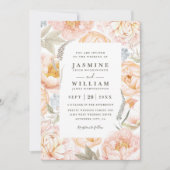 Boho-Pfirsich-Blumenkranz QR-Code Hochzeit Einladung (Vorderseite)