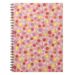 Boho Pfirsich Pastell Blumenmuster Notizblock