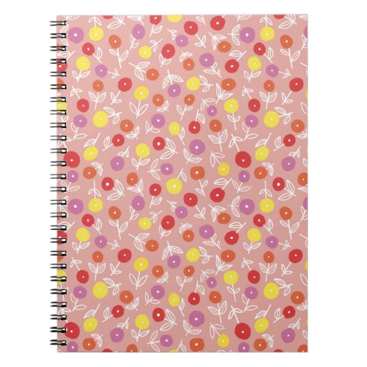 Boho Pfirsich Pastell Blumenmuster Notizblock (Vorderseite)