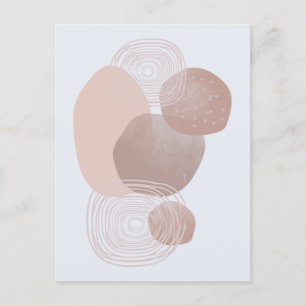 Boho Pfirsich Rosa Organische Formen Kunstpostkart Postkarte