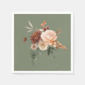 Boho Pfirsich & Rost Floral Sage Grün Brautparty Serviette (Vorderseite)