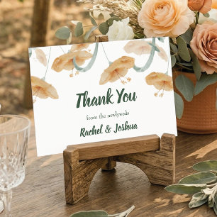 Boho Pfirsich Wildblumen & Salbei Grün Hochzeit Dankeskarte
