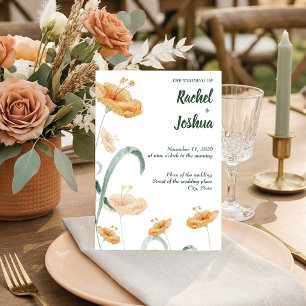 Boho-Pfirsich-Wildblumen- & Salbei-Grün-Hochzeit Einladung