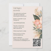 Boho pfirsichfarbene Blüten in einer Hochzeit Einladung (Rückseite)