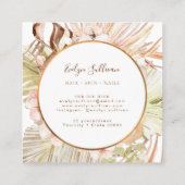 Boho pfirsichgrüne Bouquet-Visitenkarte Quadratische Visitenkarte (Rückseite)