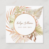 Boho pfirsichgrüne Bouquet-Visitenkarte Quadratische Visitenkarte (Vorderseite)