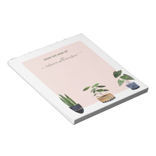 Boho Pflanze aus dem Schreibtisch Personalisiert Notizblock (angewinkelt)