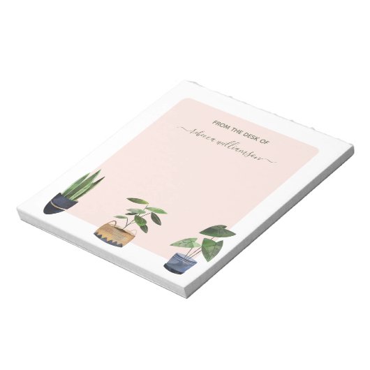 Boho Pflanze aus dem Schreibtisch Personalisiert Notizblock (Rotiert)