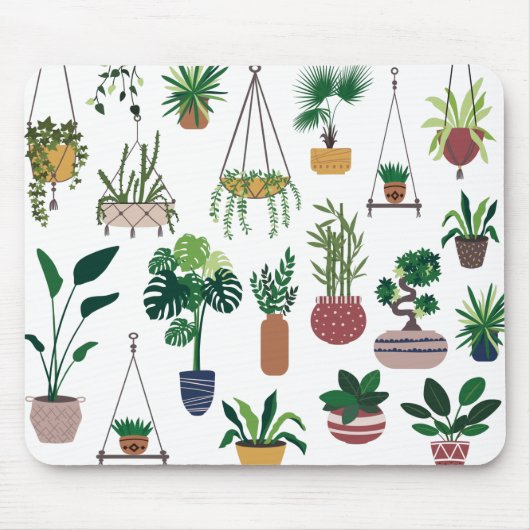 Boho Pflanze Lady Illustration Art Mousepad (Vorne)