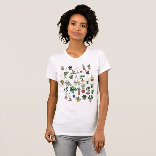 Boho Pflanze Lady Illustration Art T-Shirt (Vorne ganz)