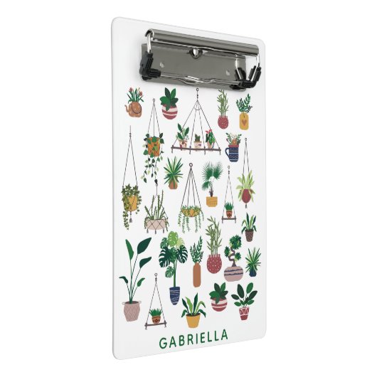 Boho Pflanze Lady Illustration Kunst Personalisier Mini Klemmbrett (Schrägansicht)