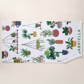 Boho Pflanze Lady Illustration Kunst Personalisier Strandtuch (Vorderseite)