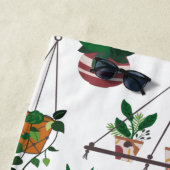 Boho Pflanze Lady Illustration Kunst Personalisier Strandtuch (Beispiel)