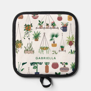 Boho Pflanze Lady Illustration Kunst Personalisier Topflappen