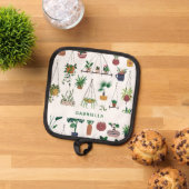 Boho Pflanze Lady Illustration Kunst Personalisier Topflappen (Oben Unten)