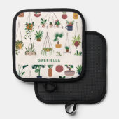 Boho Pflanze Lady Illustration Kunst Personalisier Topflappen (Vorderseite/Rückseite)