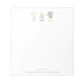 Boho Pflanze Line Art Illustration Personalisiert Notizblock (Vorderseite)