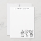 Boho Pflanze Minimale Linie Kunst Zeichnend Person Mitteilungskarte (Vorderseite)