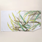 Boho Pflanze Wasserfarbe Handgestrichen Strandtuch (Vorderseite)