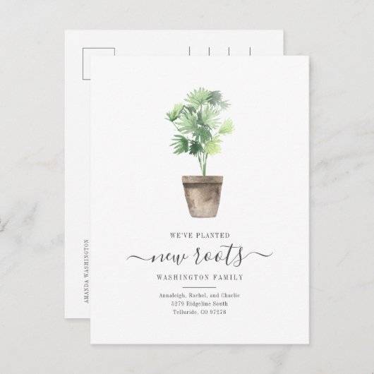 Boho Pflanze Wir haben den Adresswechsel verschobe Ankündigungspostkarte (Vorne/Hinten)