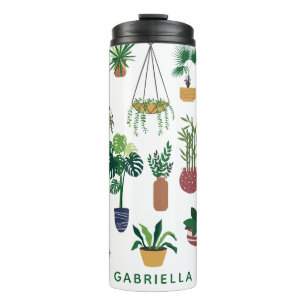 Boho-Pflanzenlady-Illustrationskunst Personalisier Thermosbecher