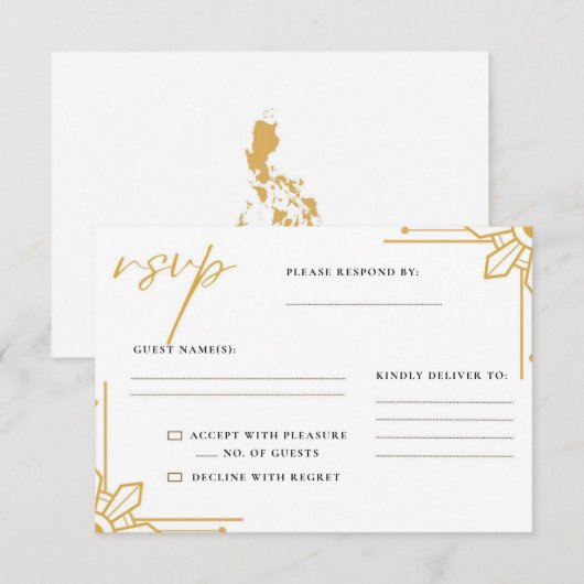 Boho Philippines Sun Wedding RSVP Card Filipino Karte (Vorne/Hinten)